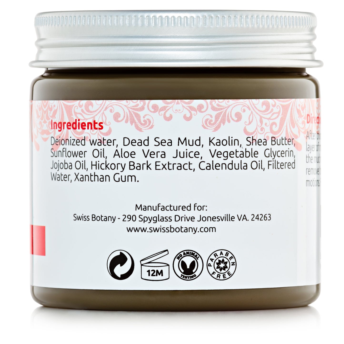 Swiss Botany face mask Dead Sea Mud Mask for Face & Body - 100% all Natural Organic Israeli Mud