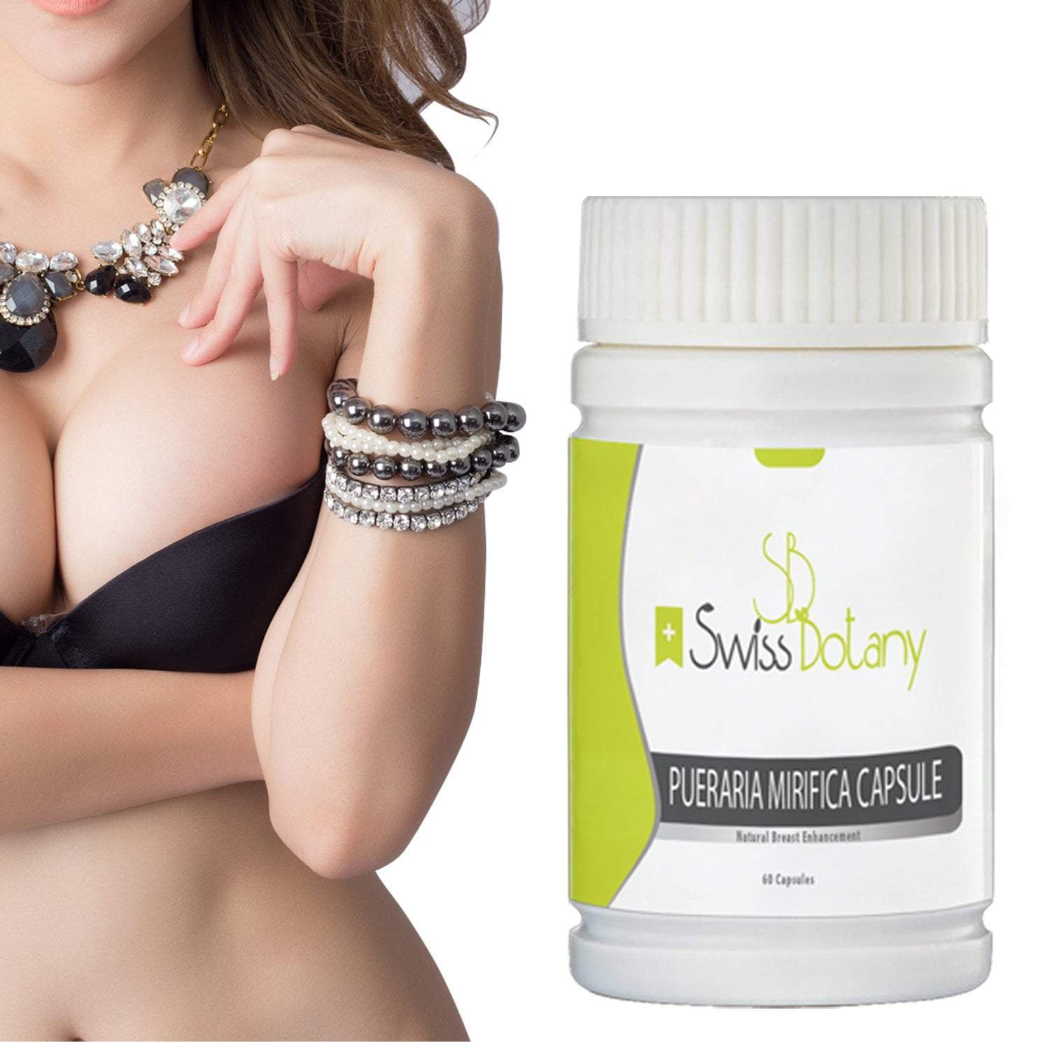 Swiss Botany Supplements Pueraria Mirifica Capsules Natural Breast Enlargement & Firmness Pills - Swiss Botany | ** 60 Capsules **