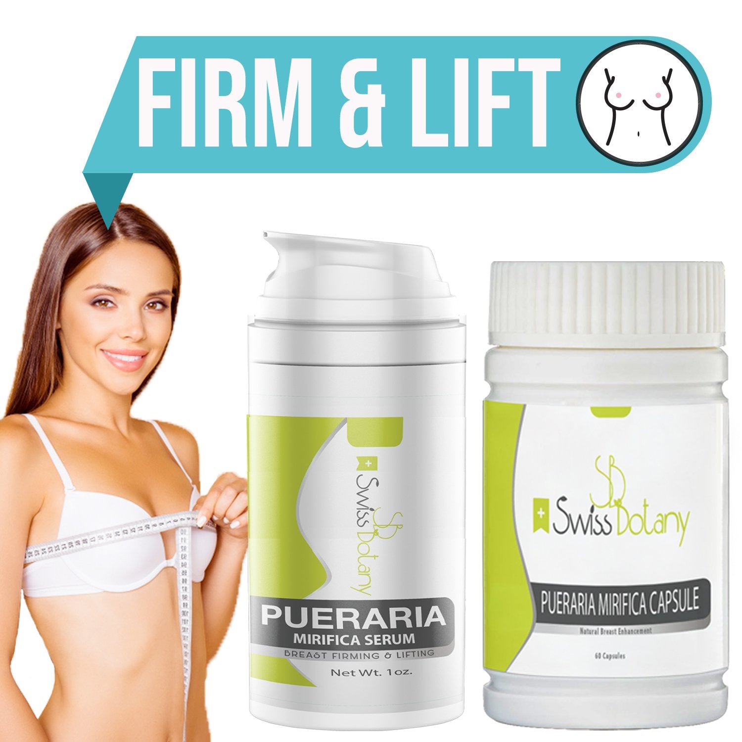 swissbotany breast lifting Pueraria Mirifica - Purest Quality Pueraria Mirifica Serum  + Swiss Botany Pueraria Mirifica Capsules - Natural breast Firming & Enlargement